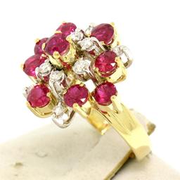 Designer 14k Two Tone Gold 2.60 ctw Vivid Blood Ruby & Diamond Cocktail Ring