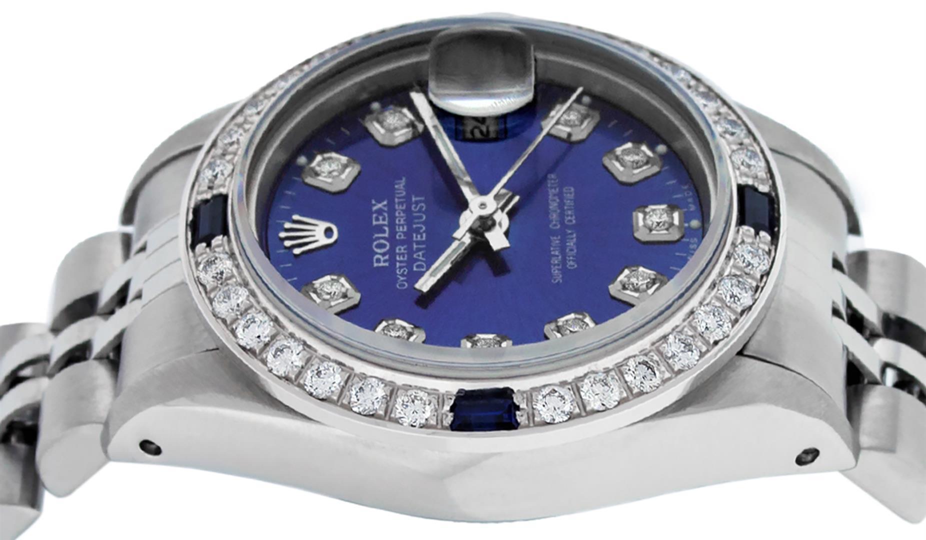 Rolex Ladies Stainless Steel Blue Diamond & Sapphire Oyster Perpetual Datejust W