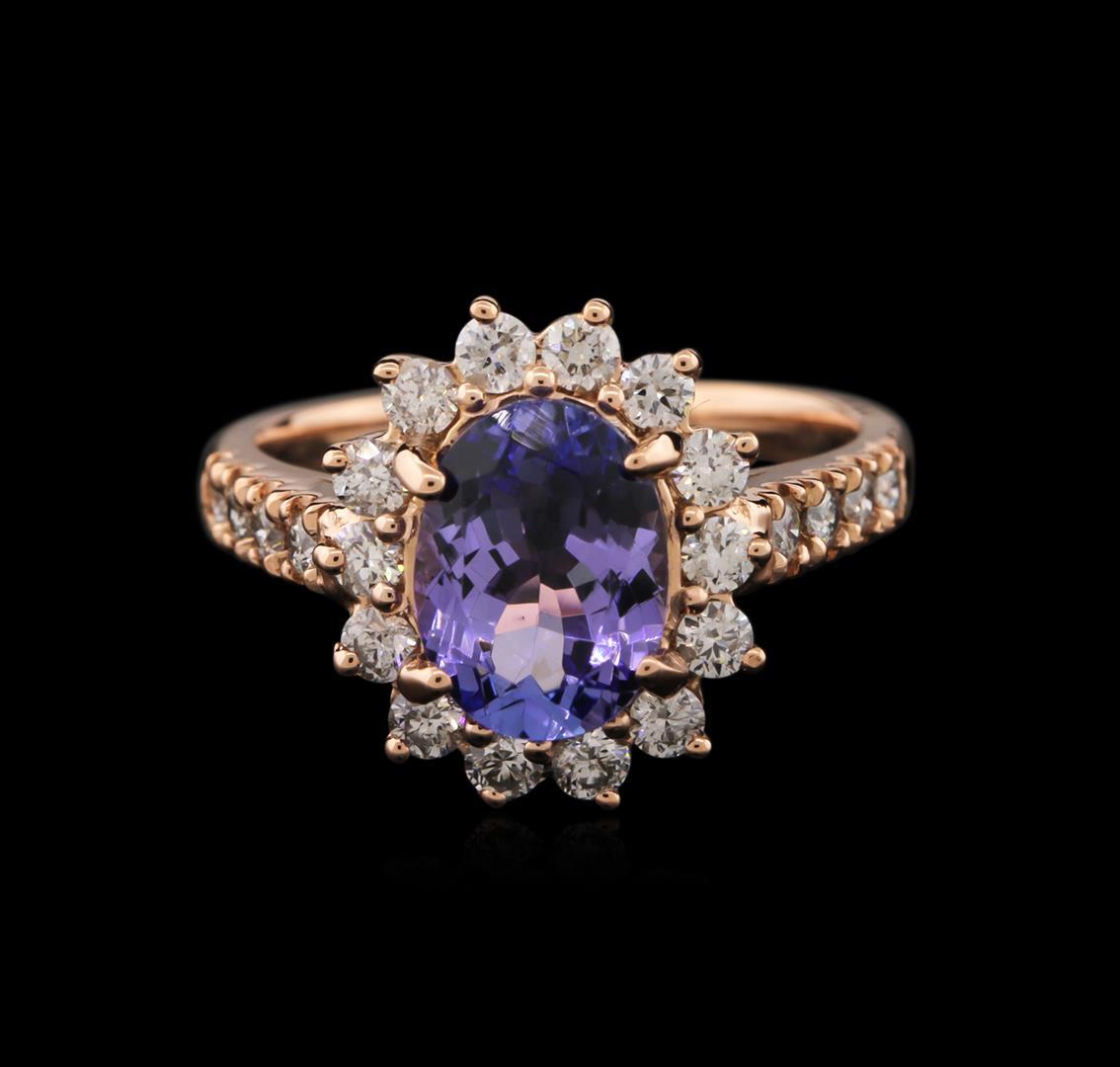 14KT Rose Gold 2.15 ctw Tanzanite and Diamond Ring