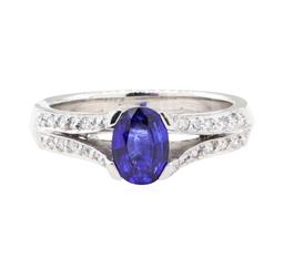 1.28 ctw Sapphire And Diamond Ring - 18KT White Gold