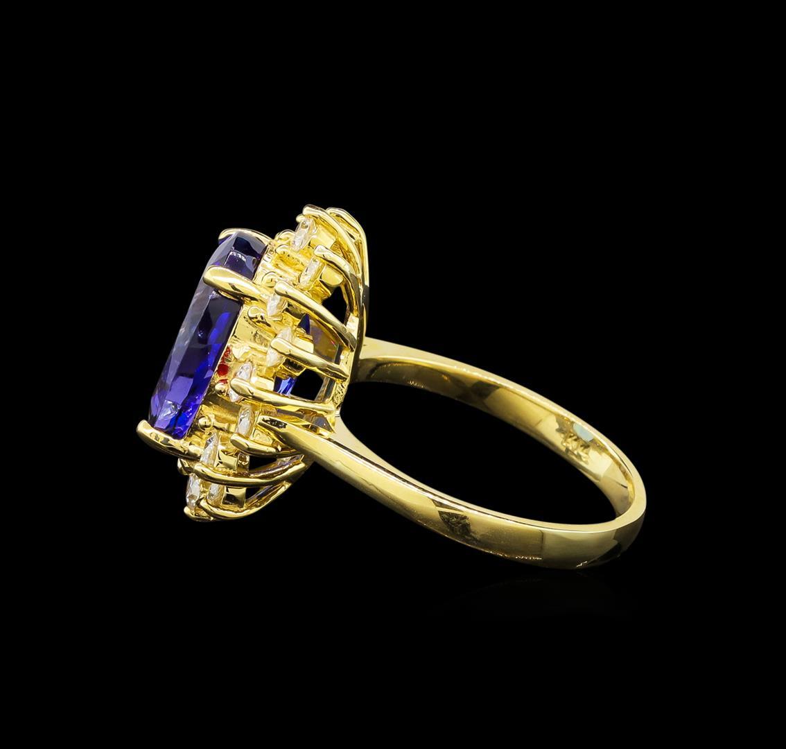 14KT Yellow Gold 5.44 ctw Tanzanite and Diamond Ring