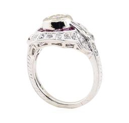 2.24 ctw Diamond and Ruby Ring - Platinum