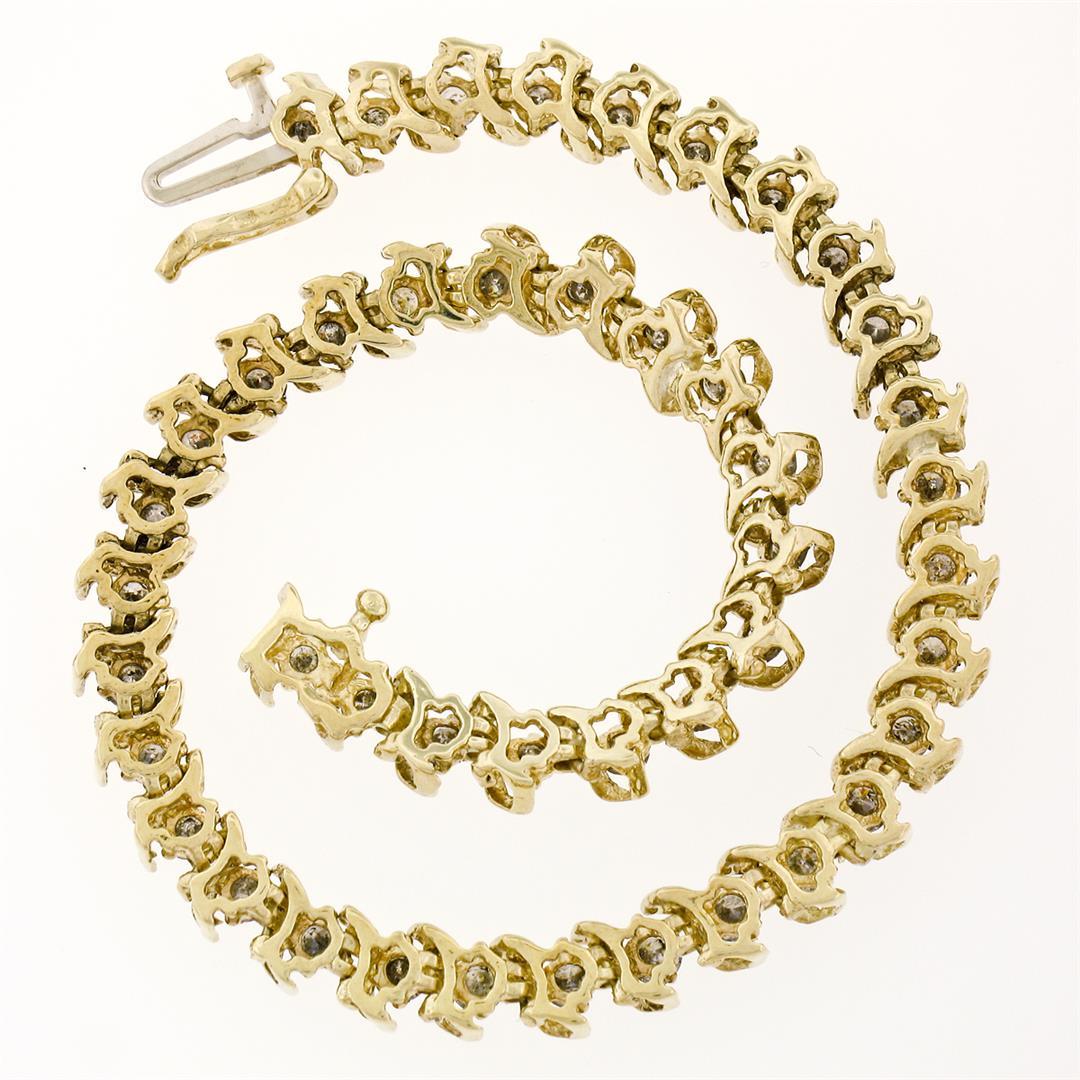 10K Yellow Gold 1.80 ctw 7.75" Round Brilliant Diamond "S" Link Tennis Bracelet