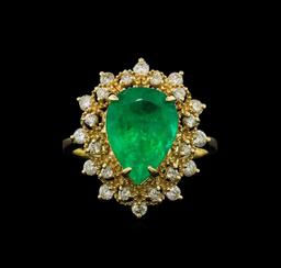 3.65 ctw Emerald and Diamond Ring - 14KT Yellow Gold