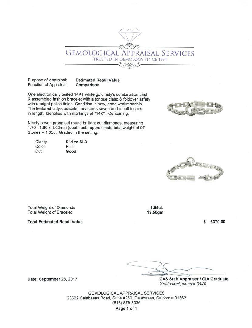 1.65 ctw Diamond Bracelet - 14KT White Gold