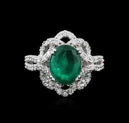 14KT White Gold 2.30 ctw Emerald and Diamond Ring