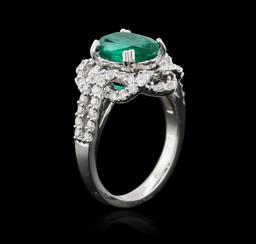 14KT White Gold 2.30 ctw Emerald and Diamond Ring