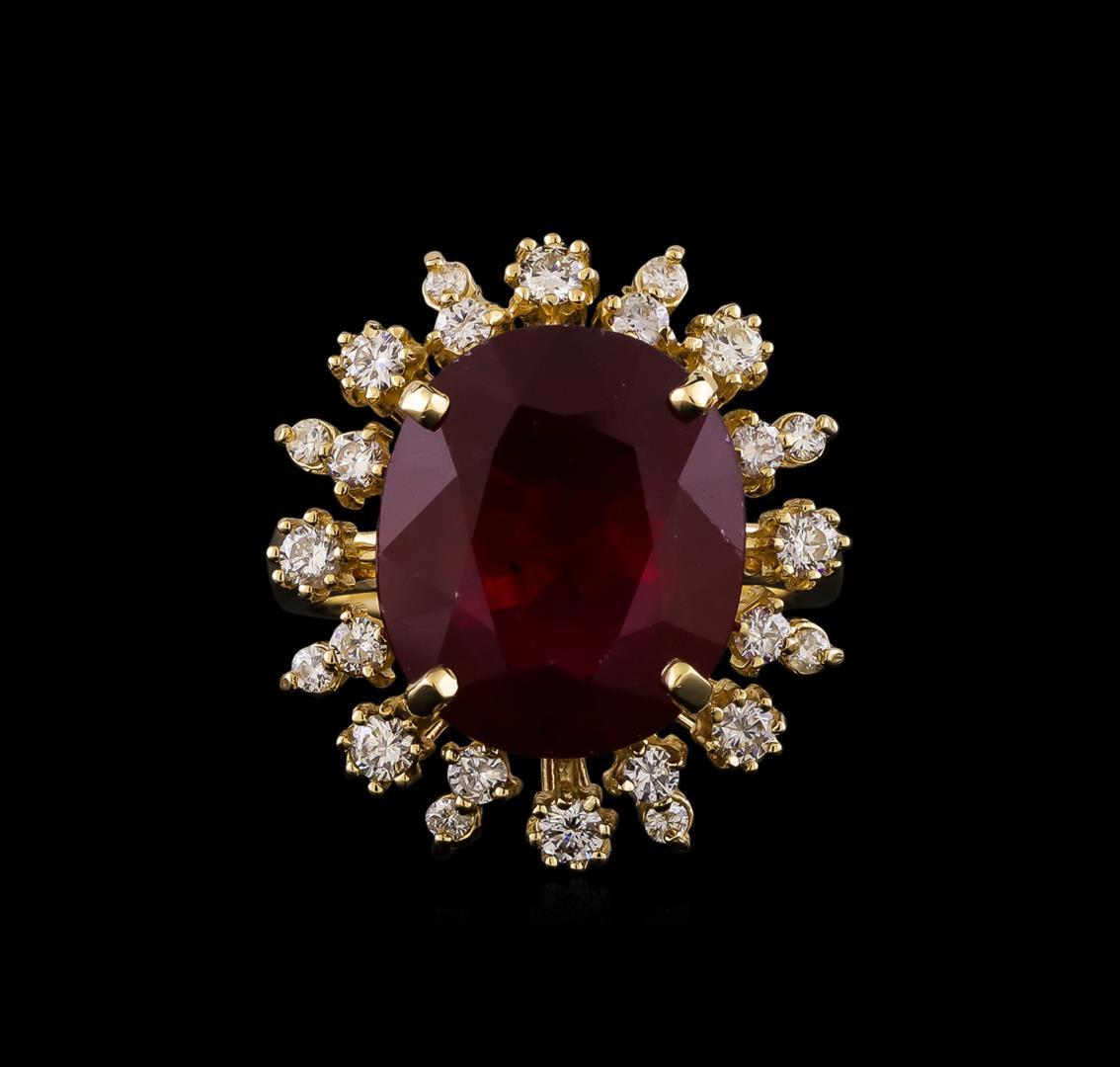 10.98 ctw Ruby and Diamond Ring - 14KT Yellow Gold