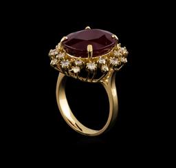 10.98 ctw Ruby and Diamond Ring - 14KT Yellow Gold