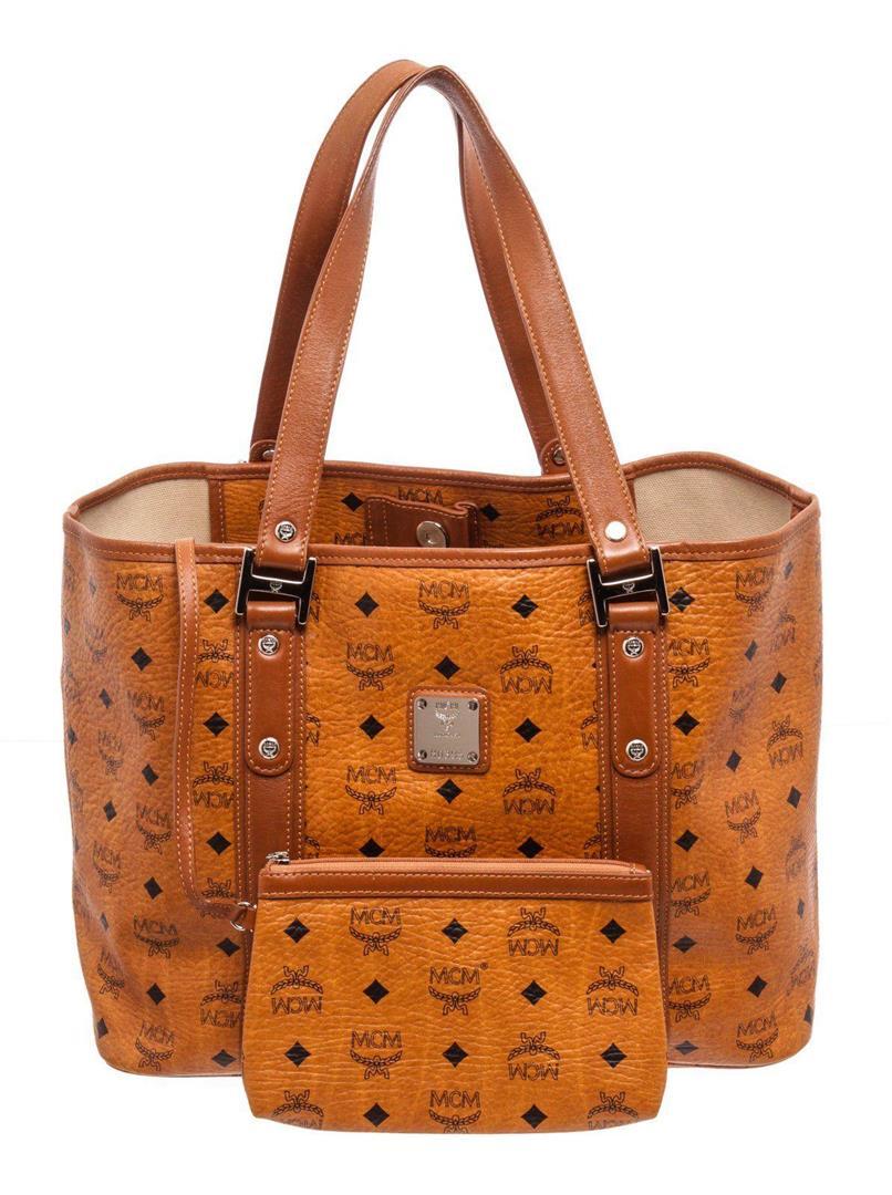 MCM Cognac Large Shopper Tote Bag