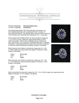 4.35 ctw Tanzanite and Diamond Ring - 14KT White Gold