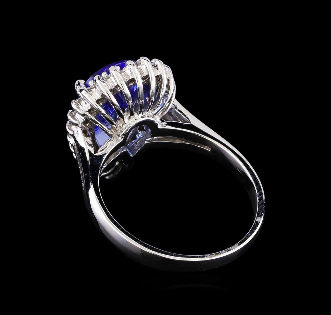 2.97 ctw Tanzanite and Diamond Ring - 14KT White Gold