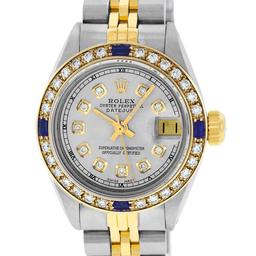 Rolex Ladies 2 Tone Slate Grey Diamond 26MM Datejust Wristwatch