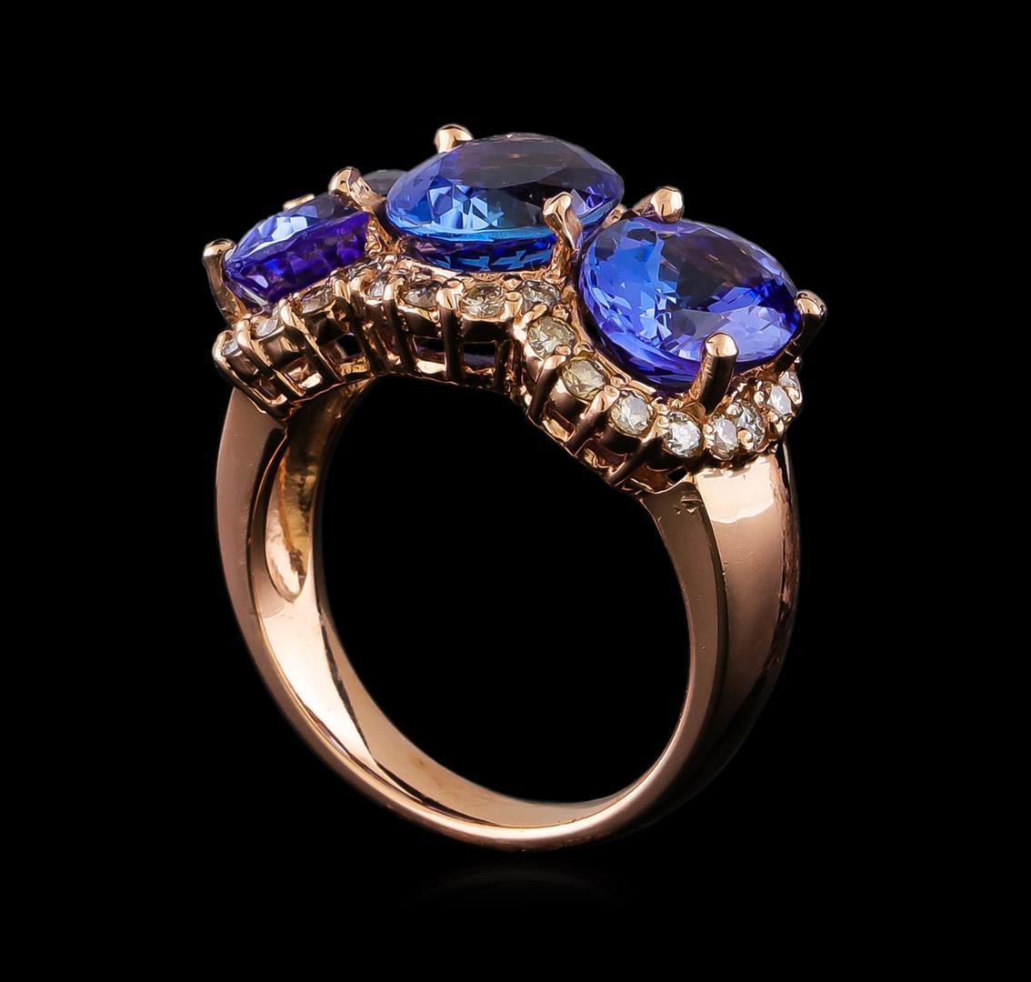 7.62 ctw Tanzanite and Diamond Ring - 14KT Rose Gold