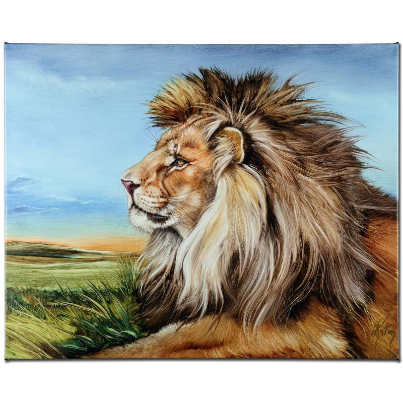 "Guardian Lion" Limited Edition Giclee on Canvas by Martin Katon, Numbered and H