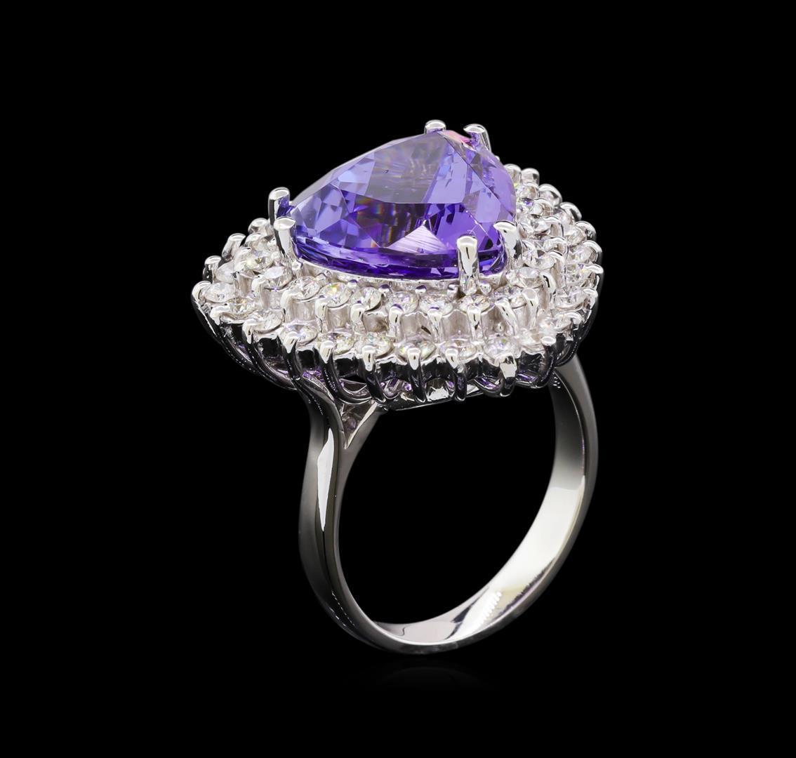 10.95 ctw Tanzanite and Diamond Ring - 14KT White Gold