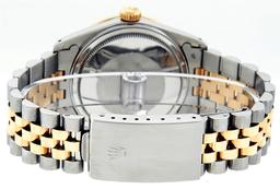 Rolex Mens 2 Tone Green Vignette String Diamond 36MM Datejust Wristwatch