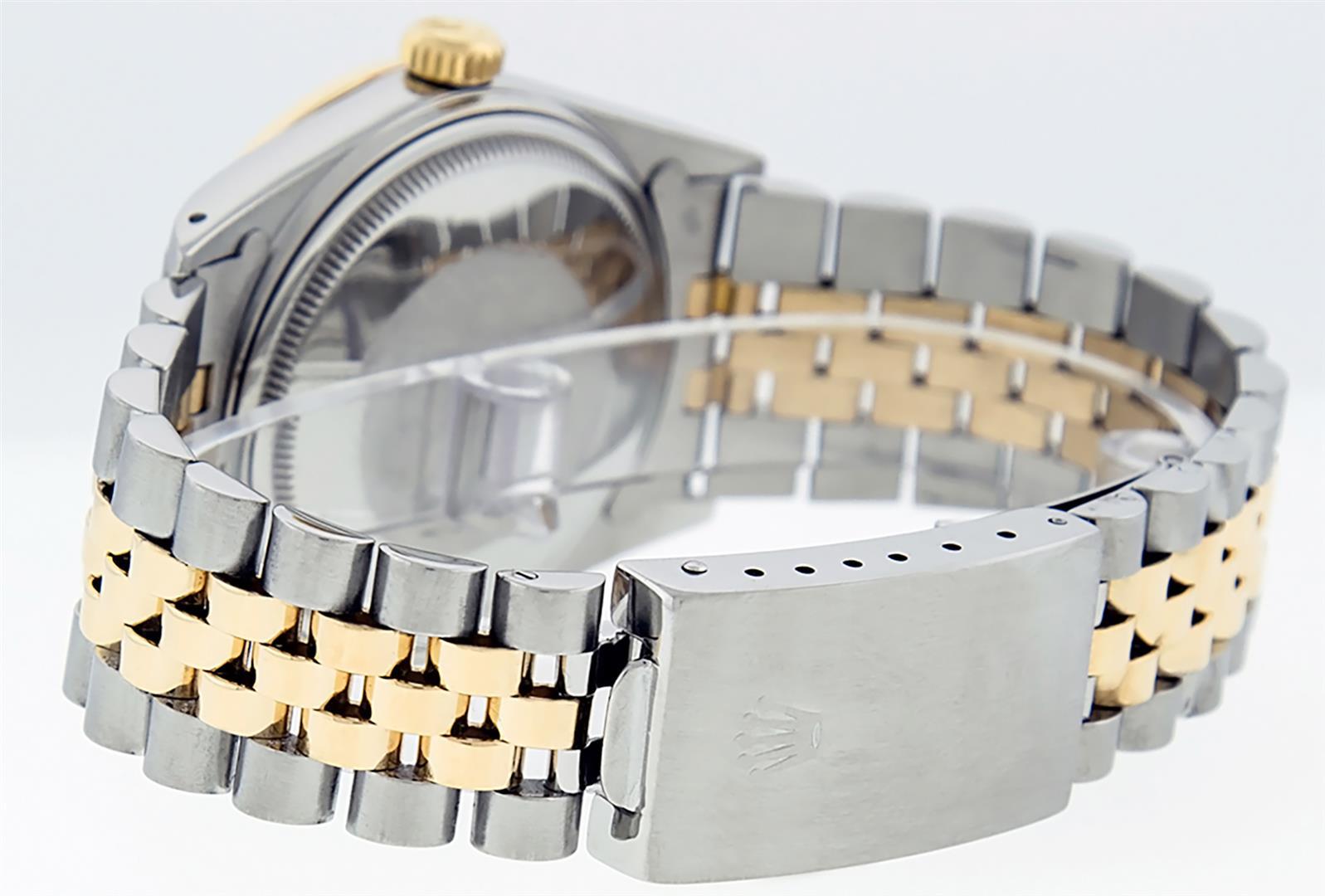 Rolex Mens 2 Tone Green Vignette String Diamond 36MM Datejust Wristwatch