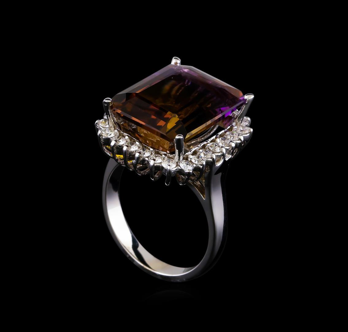 11.18 ctw Ametrine Quartz and Diamond Ring - 14KT White Gold