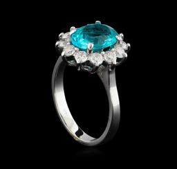 2.78 ctw Apatite and Diamond Ring - 14KT White Gold