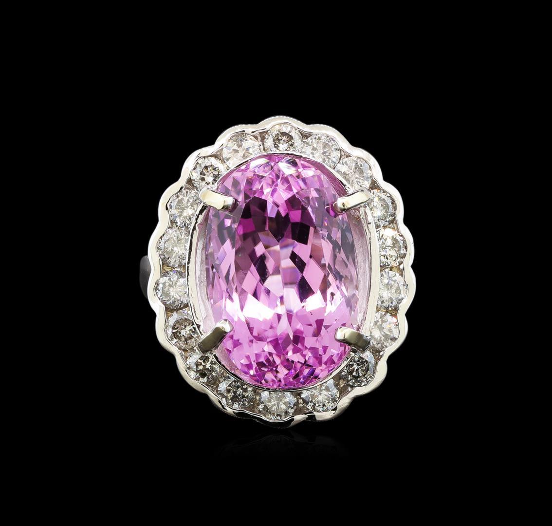 14KT White Gold 18.05 ctw Kunzite and Diamond Ring