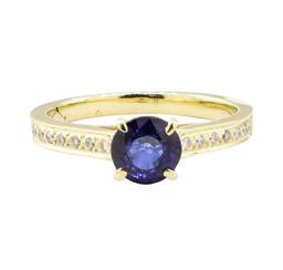 1.28 ctw Blue Sapphire and Diamond Ring - 14KT Yellow Gold