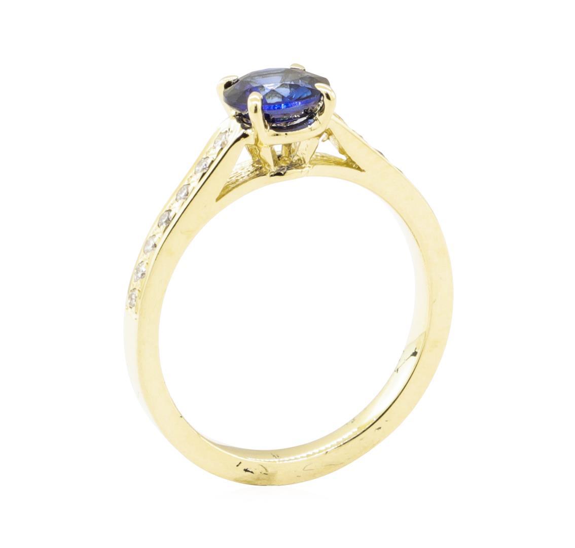 1.28 ctw Blue Sapphire and Diamond Ring - 14KT Yellow Gold