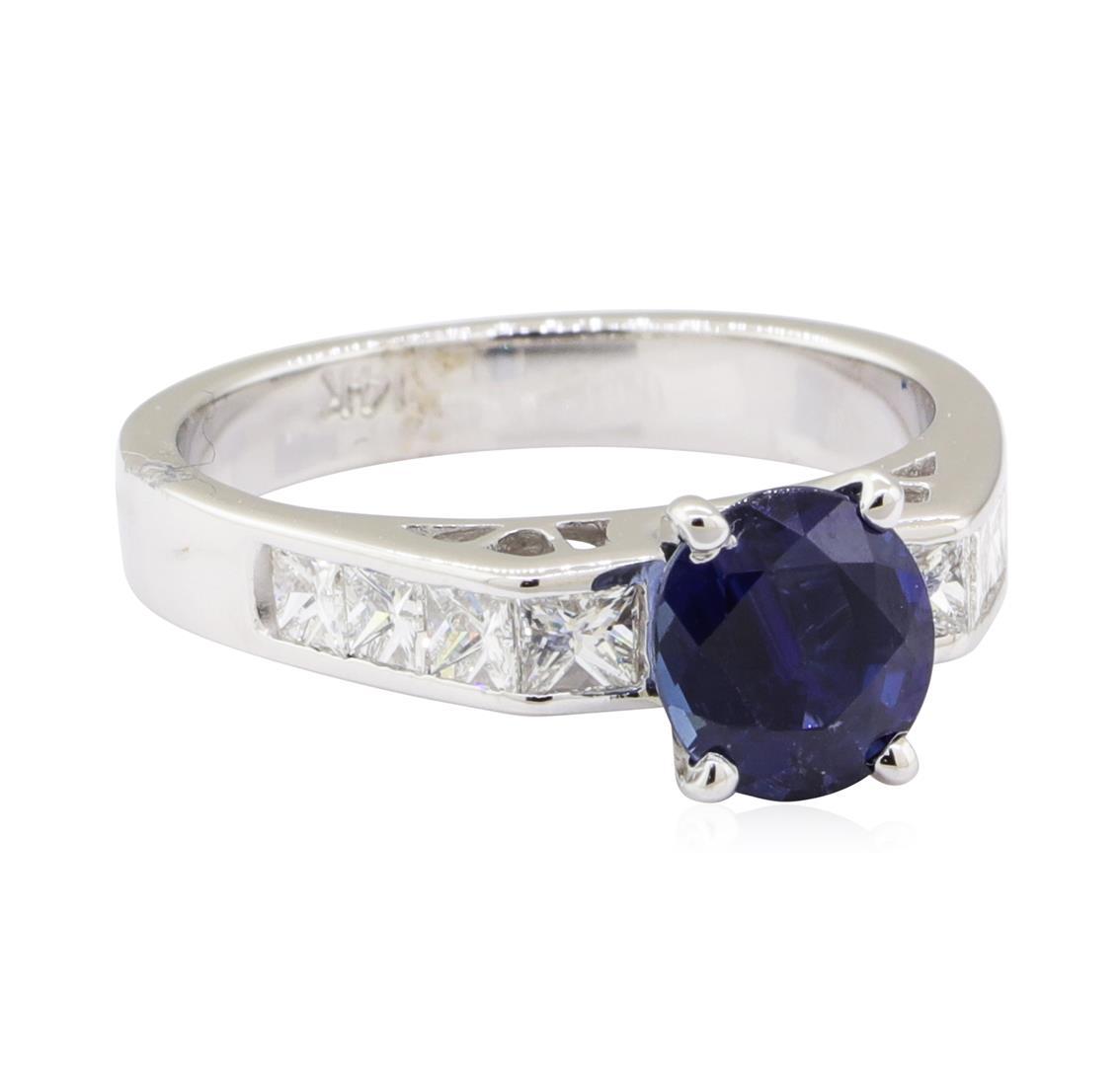 2.42 ctw Sapphire and Diamond Ring - 14KT White Gold
