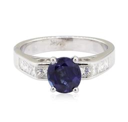 2.42 ctw Sapphire and Diamond Ring - 14KT White Gold