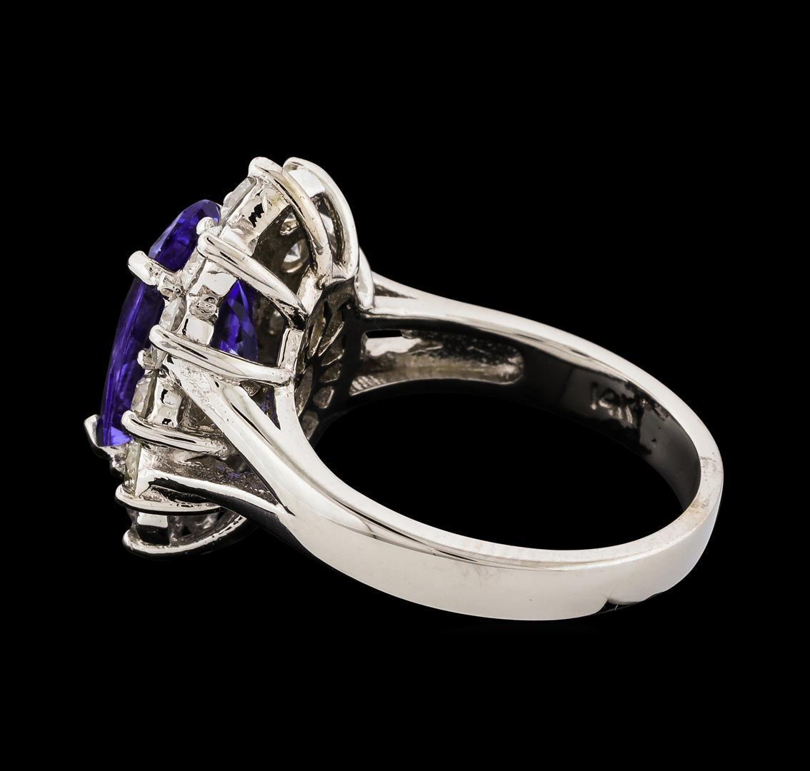 4.01 ctw Tanzanite and Diamond Ring - 14KT White Gold