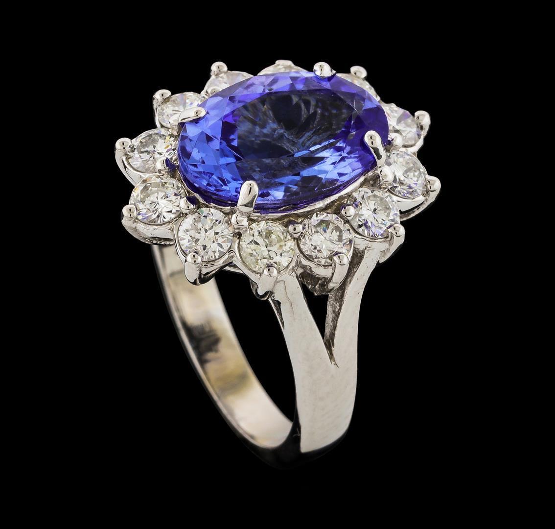 4.01 ctw Tanzanite and Diamond Ring - 14KT White Gold