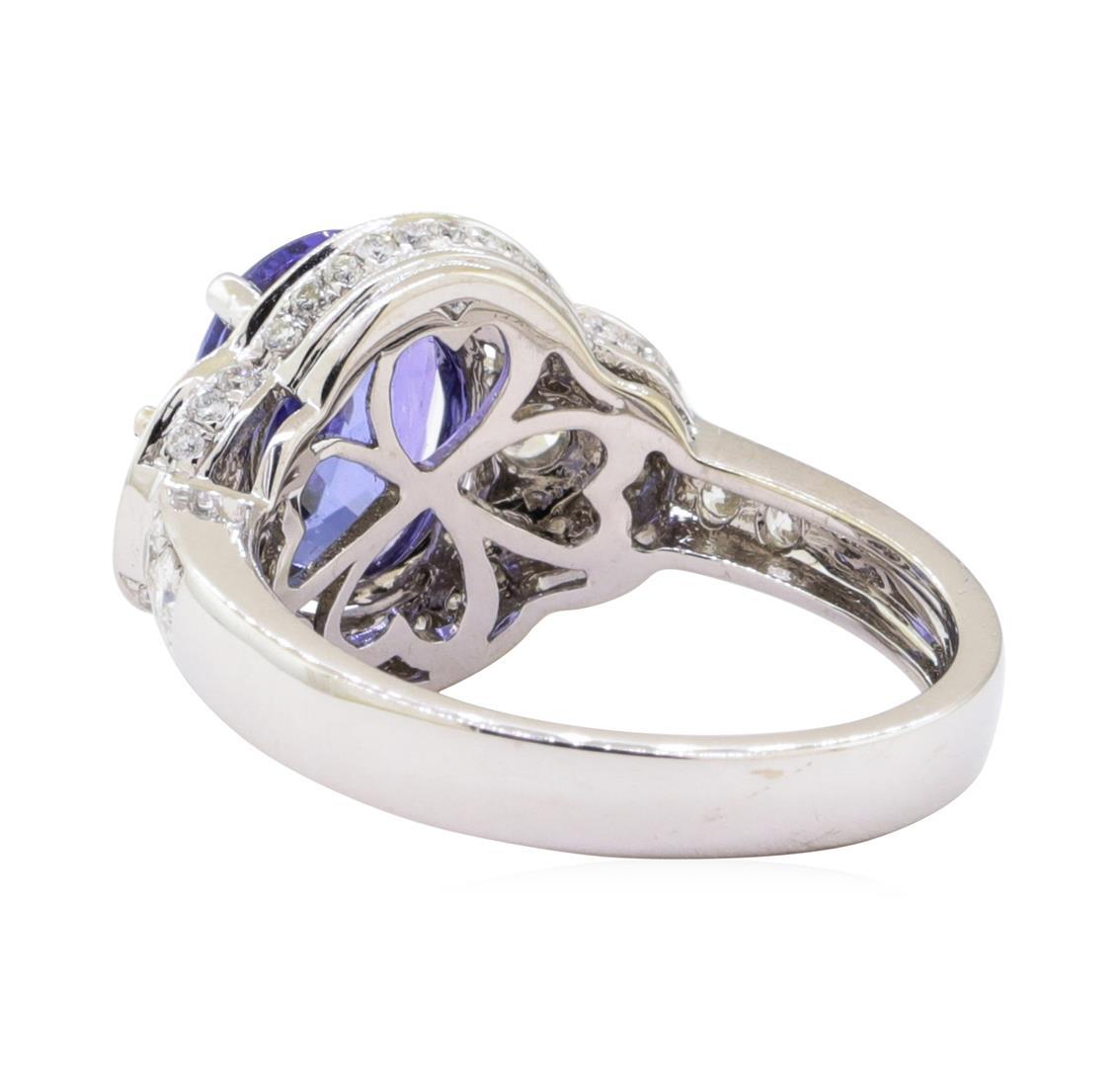 2.88 ctw Tanzanite and Diamond Ring - 14KT White Gold