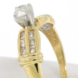 14k Yellow Gold 0.30 ctw Round Diamond & Dual Row Channel Accent Engagement Ring