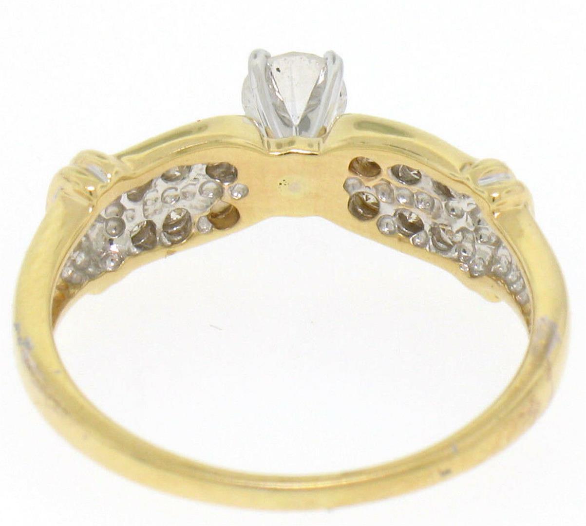 14k Yellow Gold 0.30 ctw Round Diamond & Dual Row Channel Accent Engagement Ring