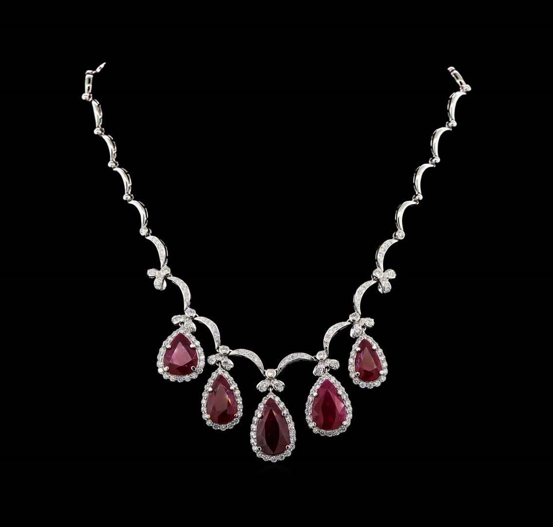 GIA Cert 44.80 ctw Ruby and Diamond Suite - 18KT White Gold