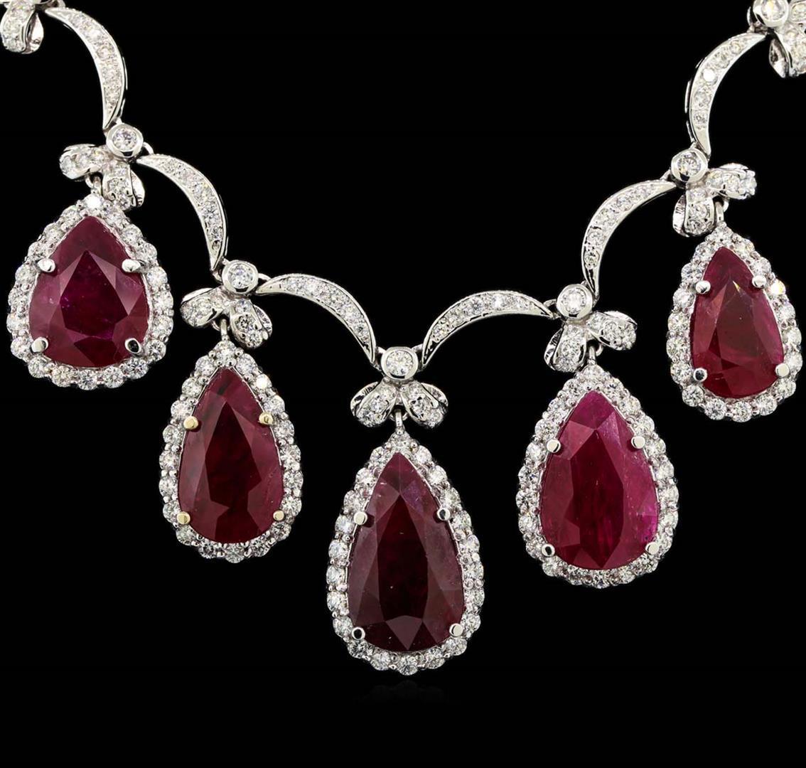 GIA Cert 44.80 ctw Ruby and Diamond Suite - 18KT White Gold