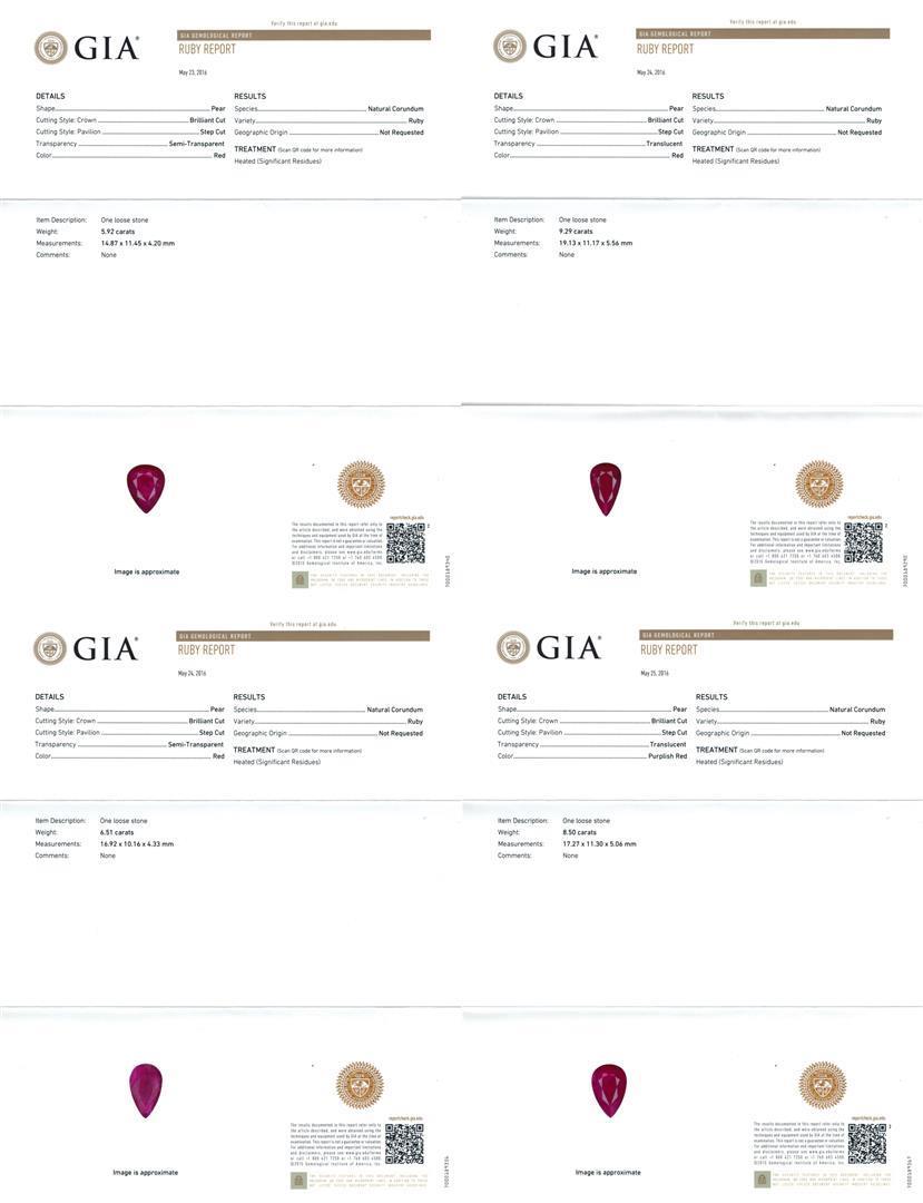 GIA Cert 44.80 ctw Ruby and Diamond Suite - 18KT White Gold