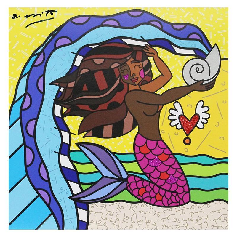 Britto, "Aquarius Black" Hand Signed Limited Edition Giclee on Canvas; Authentic