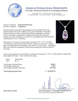 14KT White Gold 40.03 ctw Kunzite and Diamond Pendant With Chain