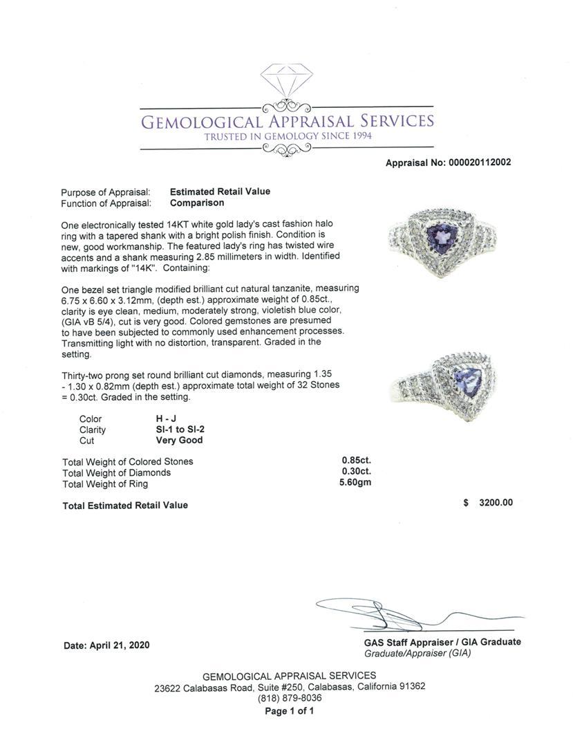 1.15 ctw Tanzanite And Diamond Ring - 14KT White Gold