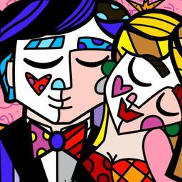 Romero Britto "Engagement Ring" Hand Signed Giclee on Canvas; Authenticated