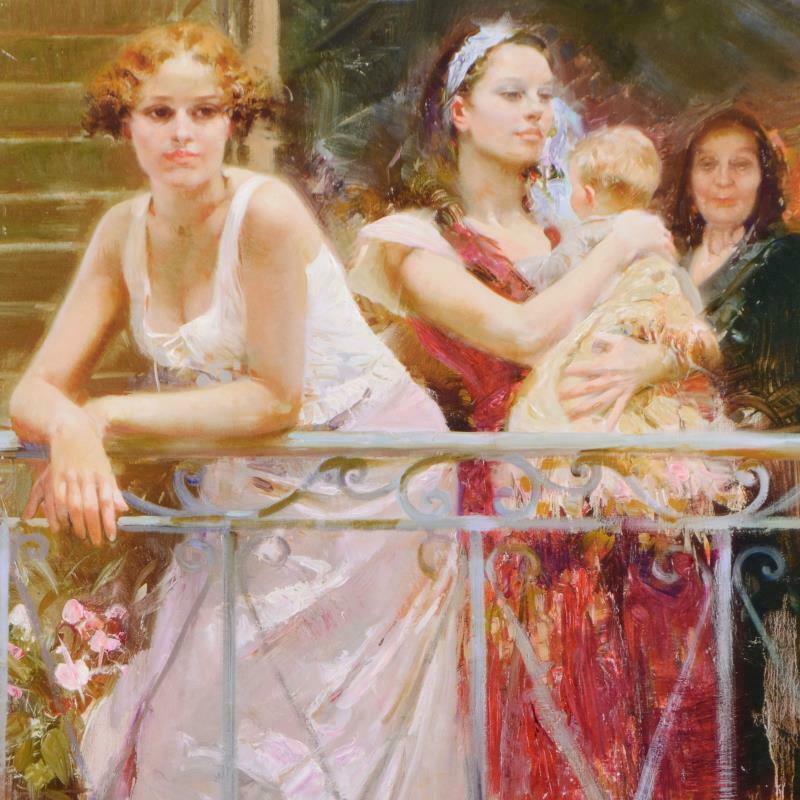 Pino (1939-2010), "Waiting on the Balcony" Artist Embellished Limited Edition on