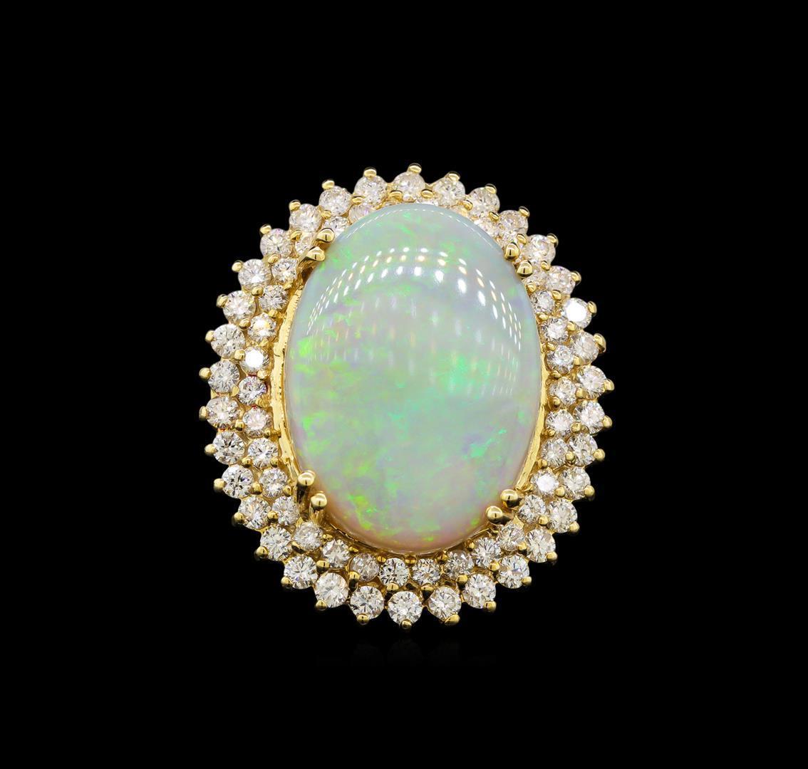 14KT Yellow Gold 8.95 ctw Opal and Diamond Ring