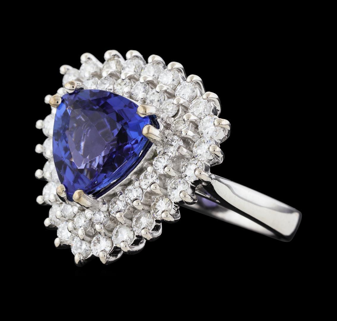 3.62 ctw Tanzanite and Diamond Ring - 14KT White Gold