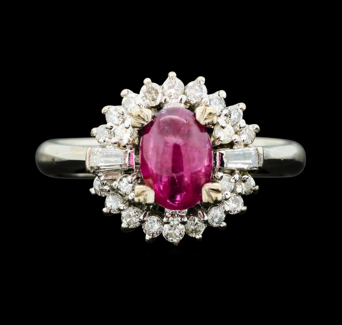 1.00 ctw Ruby And Diamond Ring - 10KT White Gold