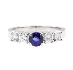 1.40 ctw Sapphire And Diamond Ring - 14KT White Gold