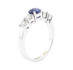 1.40 ctw Sapphire And Diamond Ring - 14KT White Gold