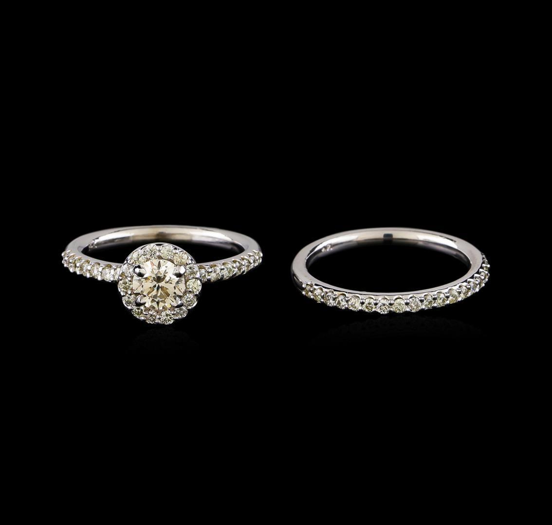 1.17 ctw Diamond Wedding Ring Set - 14KT White Gold