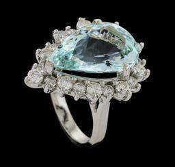 9.17 ctw Aquamarine and Diamond Ring - 14KT White Gold