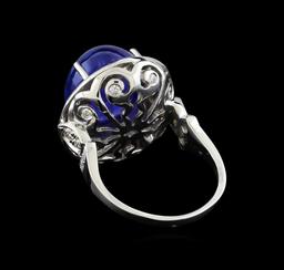 12.77 ctw Tanzanite and Diamond Ring - 14KT White Gold